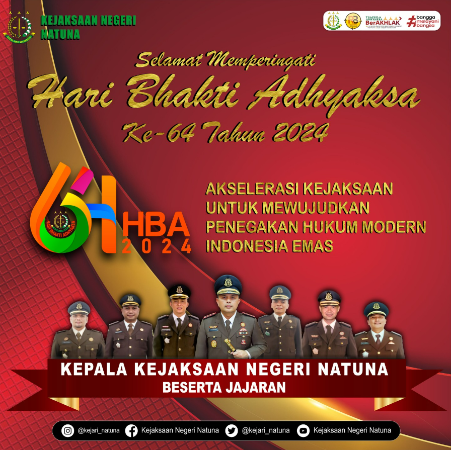 Selamat Memperingati Hari Bhakti Adhyaksa ke-64 Tahun 2024