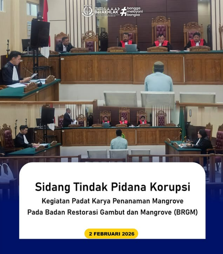 Pembacaan Reprik a.n Terdakwa EKA RIZAL dan EDO SAPUTRA dalam Perkara Tindak Pidana Korupsi Kegiatan Padat Karya Penanaman Mangrove pada Badan Restorasi Gambut dan Mangrove (BRGM) Tahun Anggaran 2021 dan 2023 di Desa Pengadah, Kabupaten Natuna.